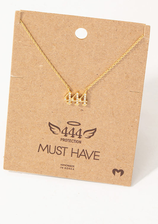 Pave 444 Angel Number Pendant Necklace