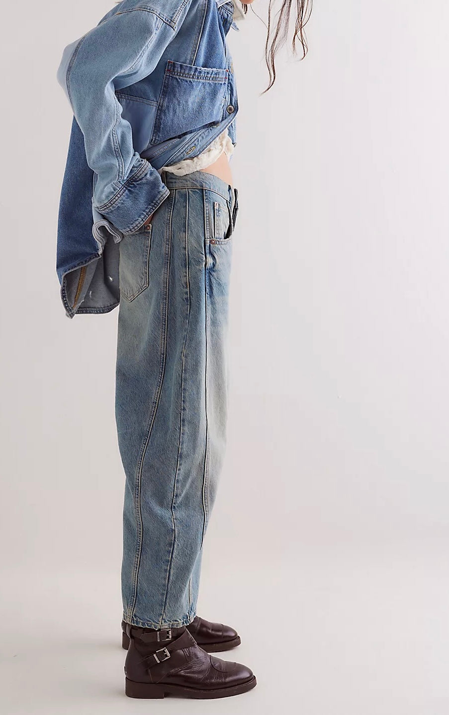 We The Free Good Luck Mid-Rise Barrel Jeans