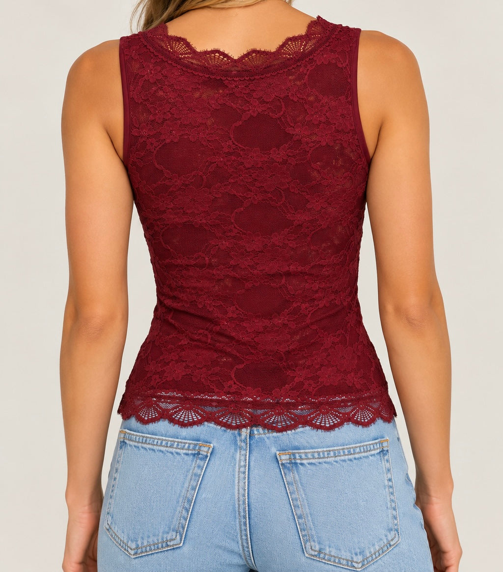 Rosalie Floral Lace V-Neck Tank