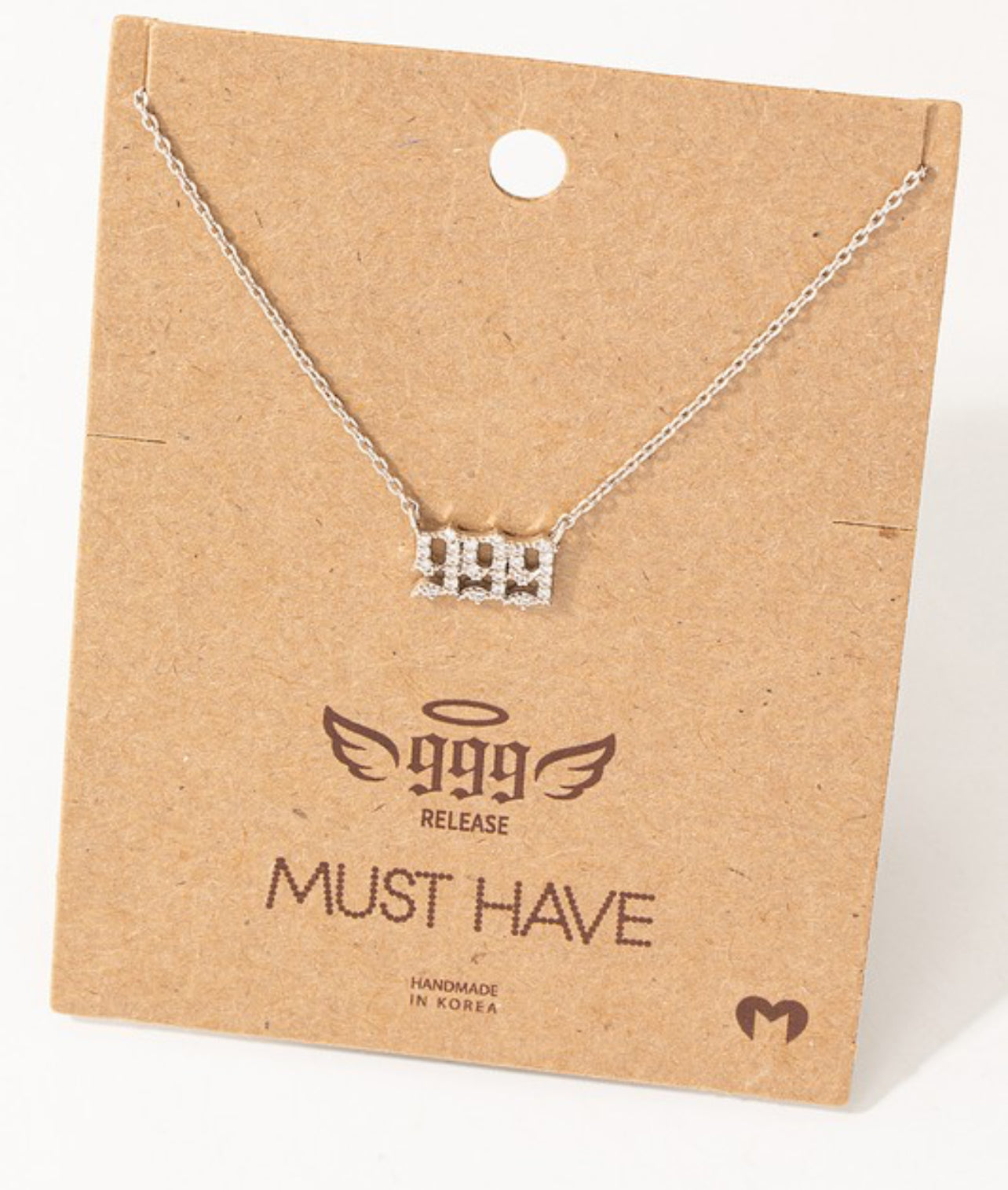 Pave 999 Angel Number Pendant Necklace