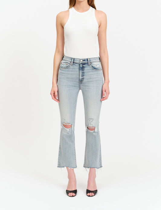 Shy Girl High rise Crop Flare Austin Distressed