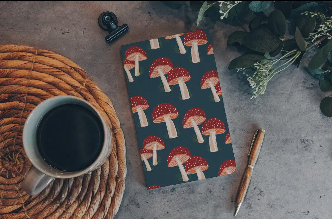 Navy Mushrooms Layflat Journal Notebook