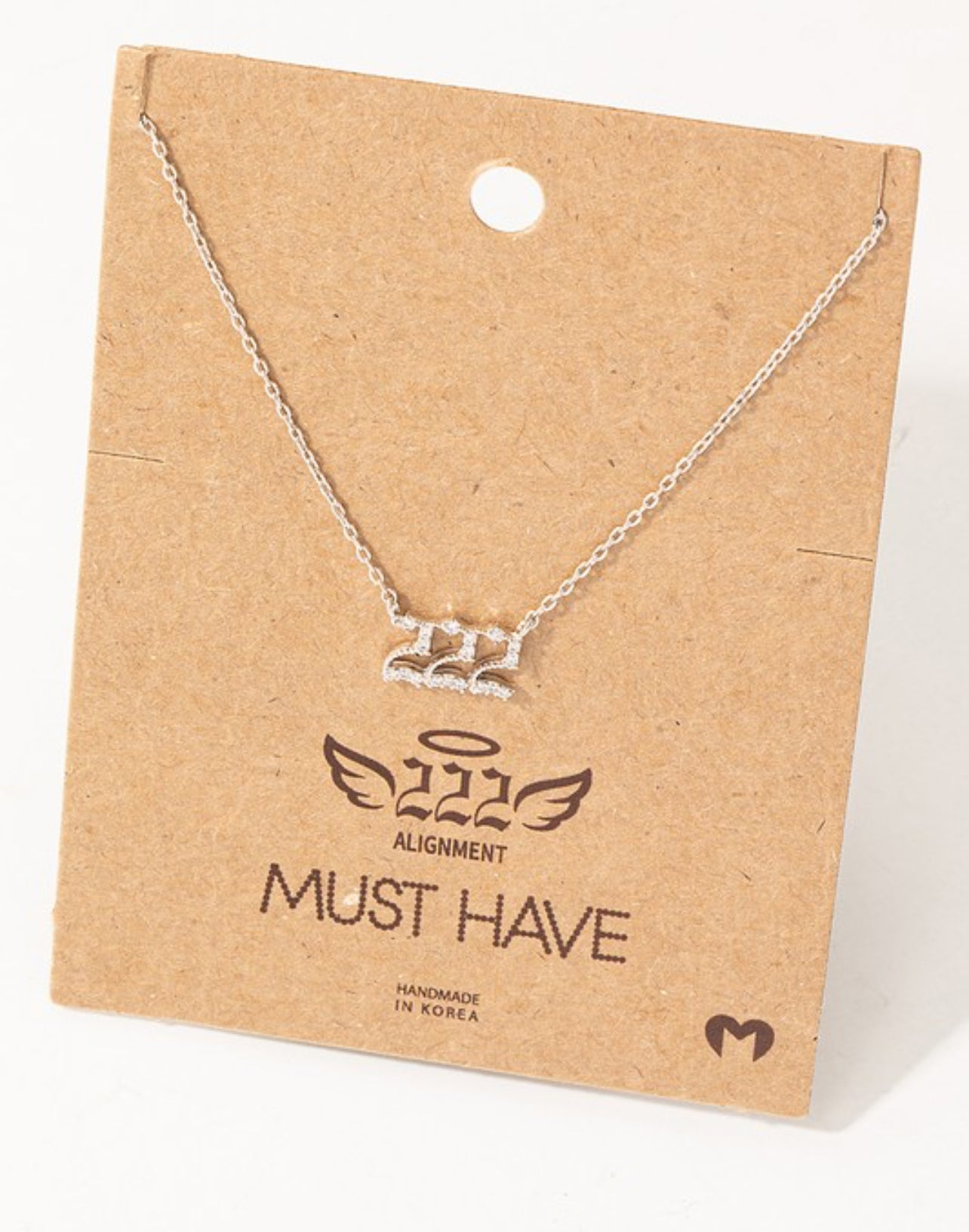 Pave 222 Angel Number Pendant Necklace