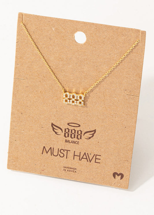 Pave 888 Angel Number Pendant Necklace