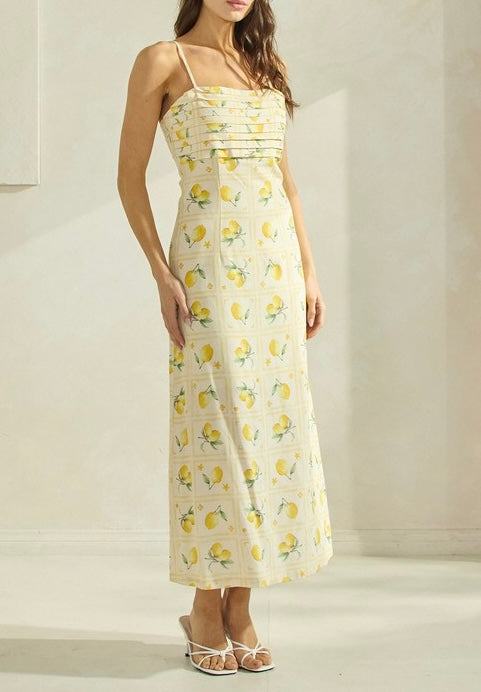 Lemon Linen Sun Maxi Dress