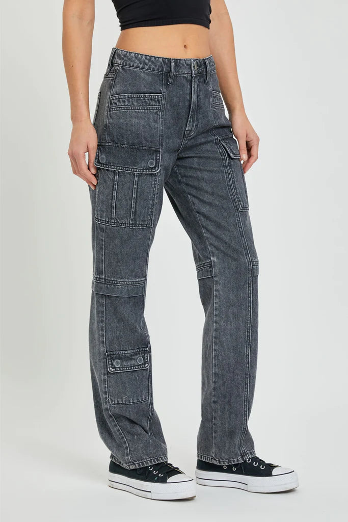 Tracey Double Cargo Charcoal Jean by Hidden