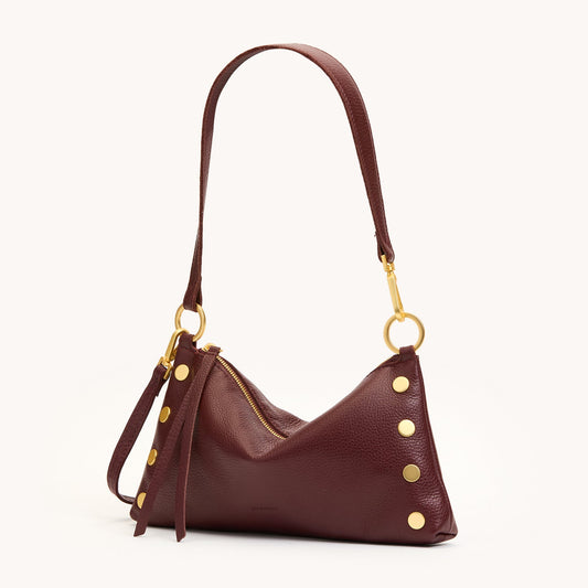 Kyle Leather Shoulder Bag in Cherrywood Pebble By Hammitt