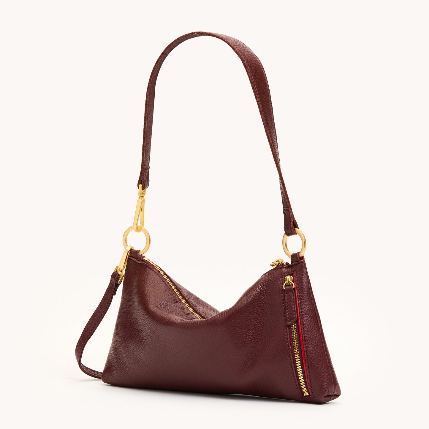 Kyle Leather Shoulder Bag in Cherrywood Pebble By Hammitt
