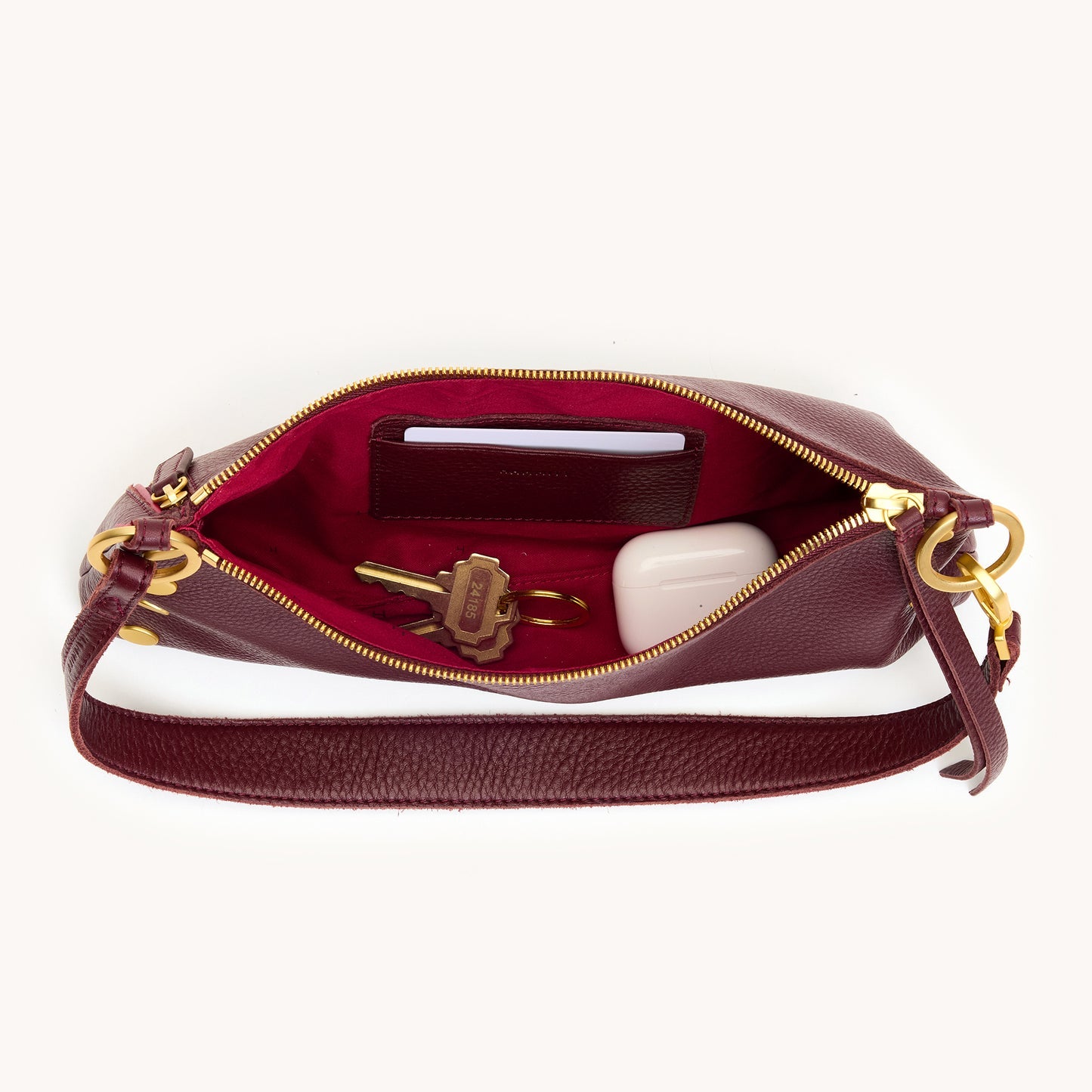 Kyle Leather Shoulder Bag in Cherrywood Pebble By Hammitt
