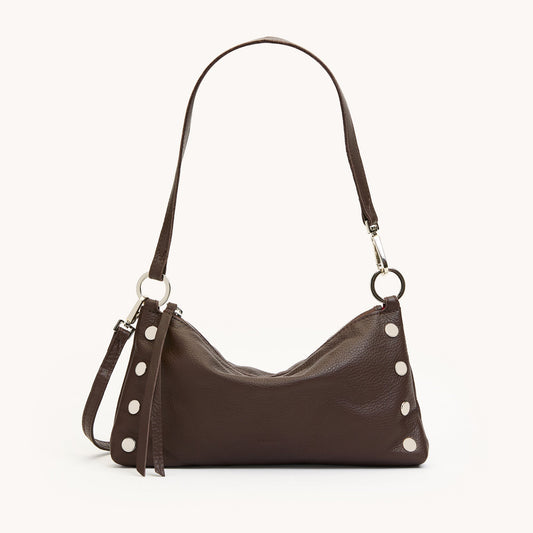 Kyle Leather Shoulder Bag in Espresso Pebble/Silver By Hammitt