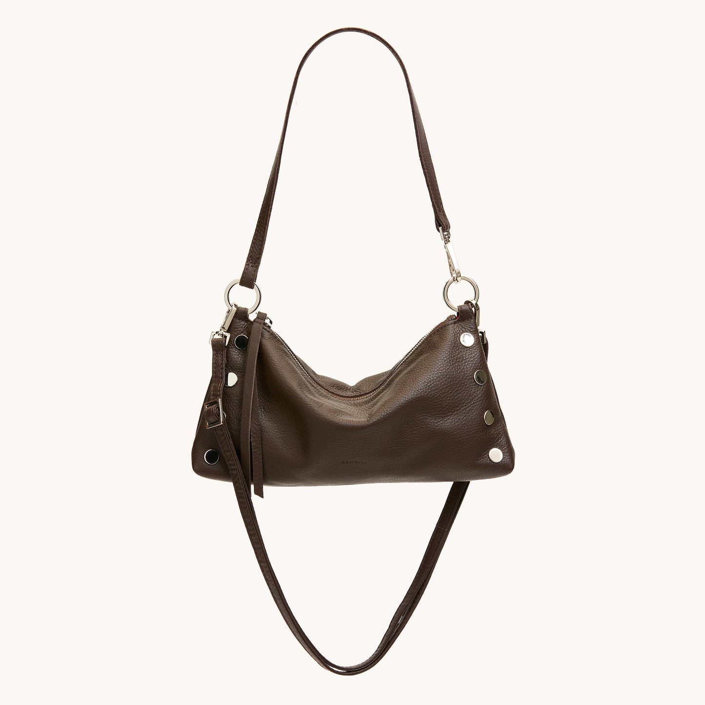 Kyle Leather Shoulder Bag in Espresso Pebble/Silver By Hammitt