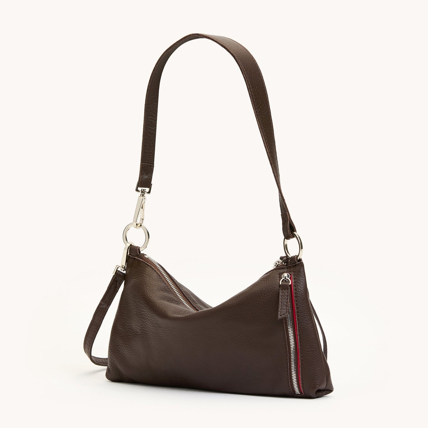 Kyle Leather Shoulder Bag in Espresso Pebble/Silver By Hammitt