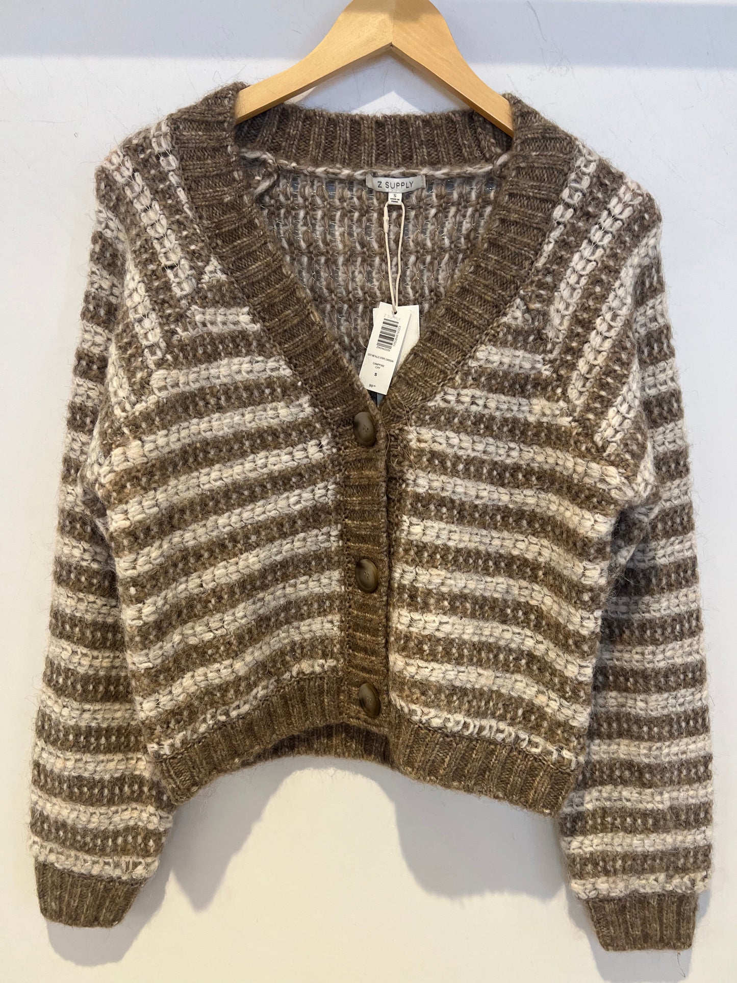 Este Metallic Stripe Cardigan