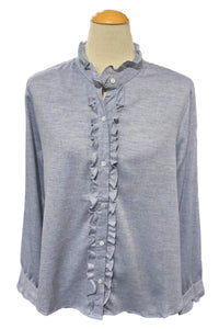 Dylan | Channing Ruffle Shirt in Chambray