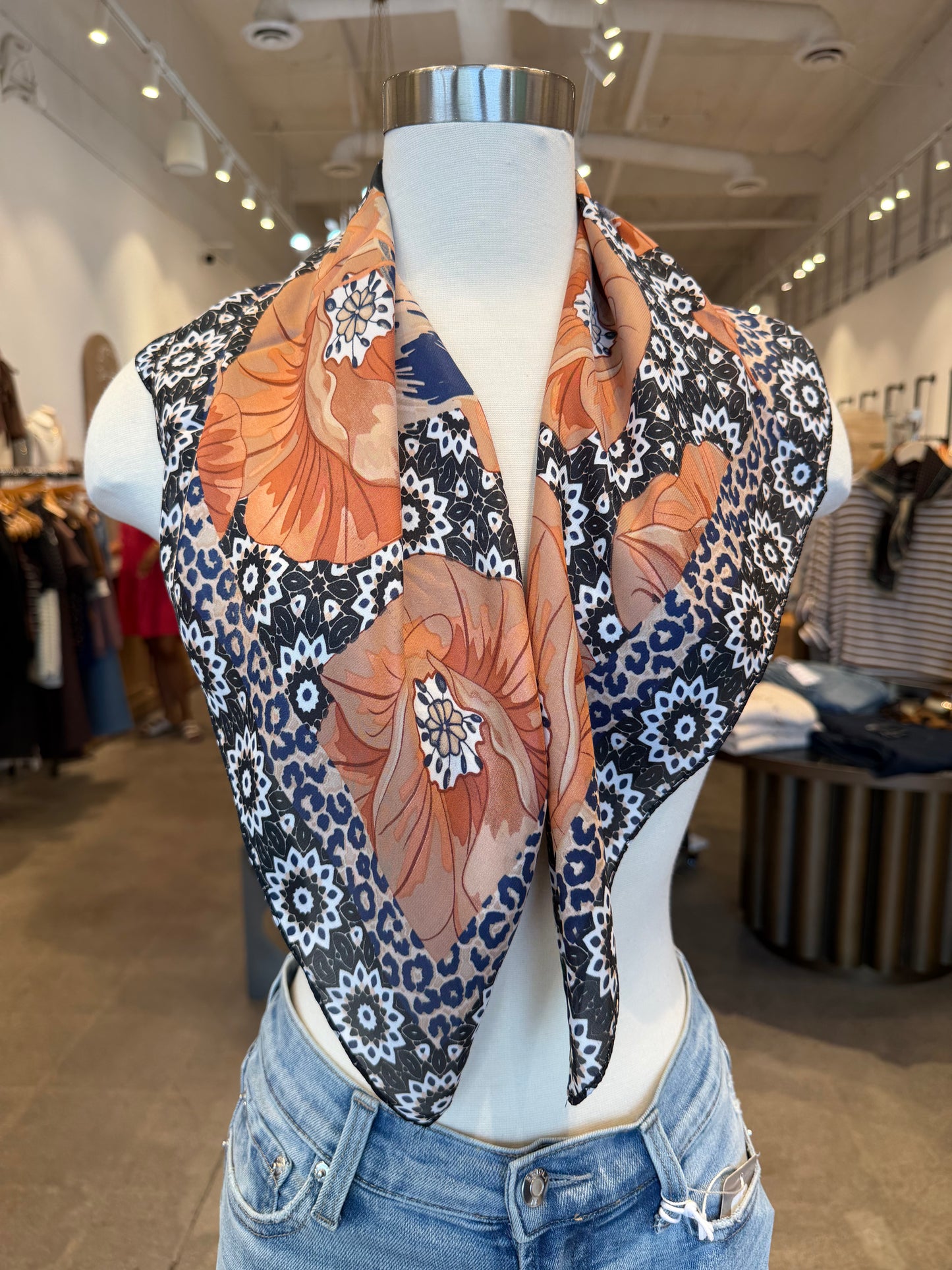 FLORAL AND ANIMAL PRINT SCARF