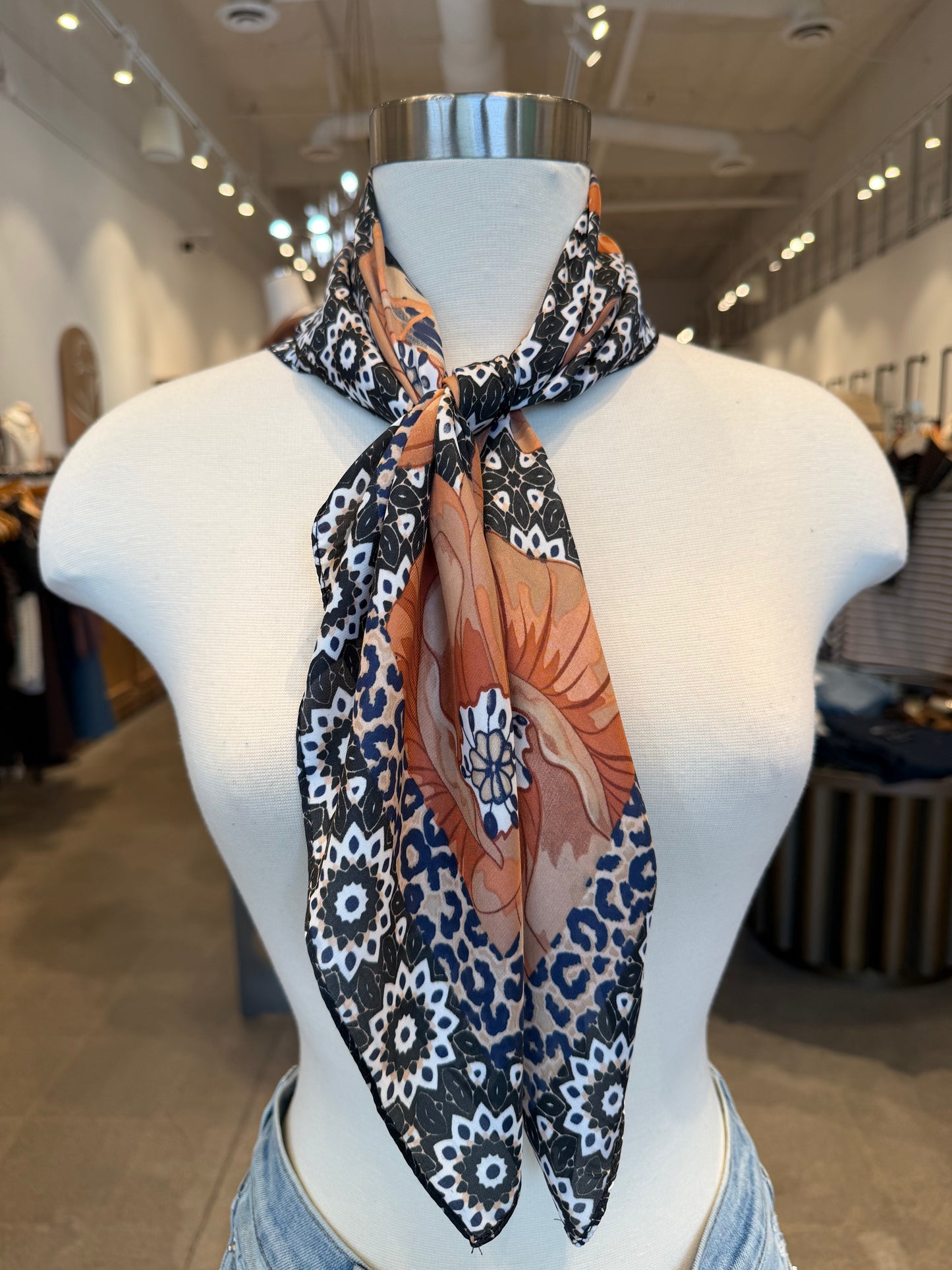 FLORAL AND ANIMAL PRINT SCARF