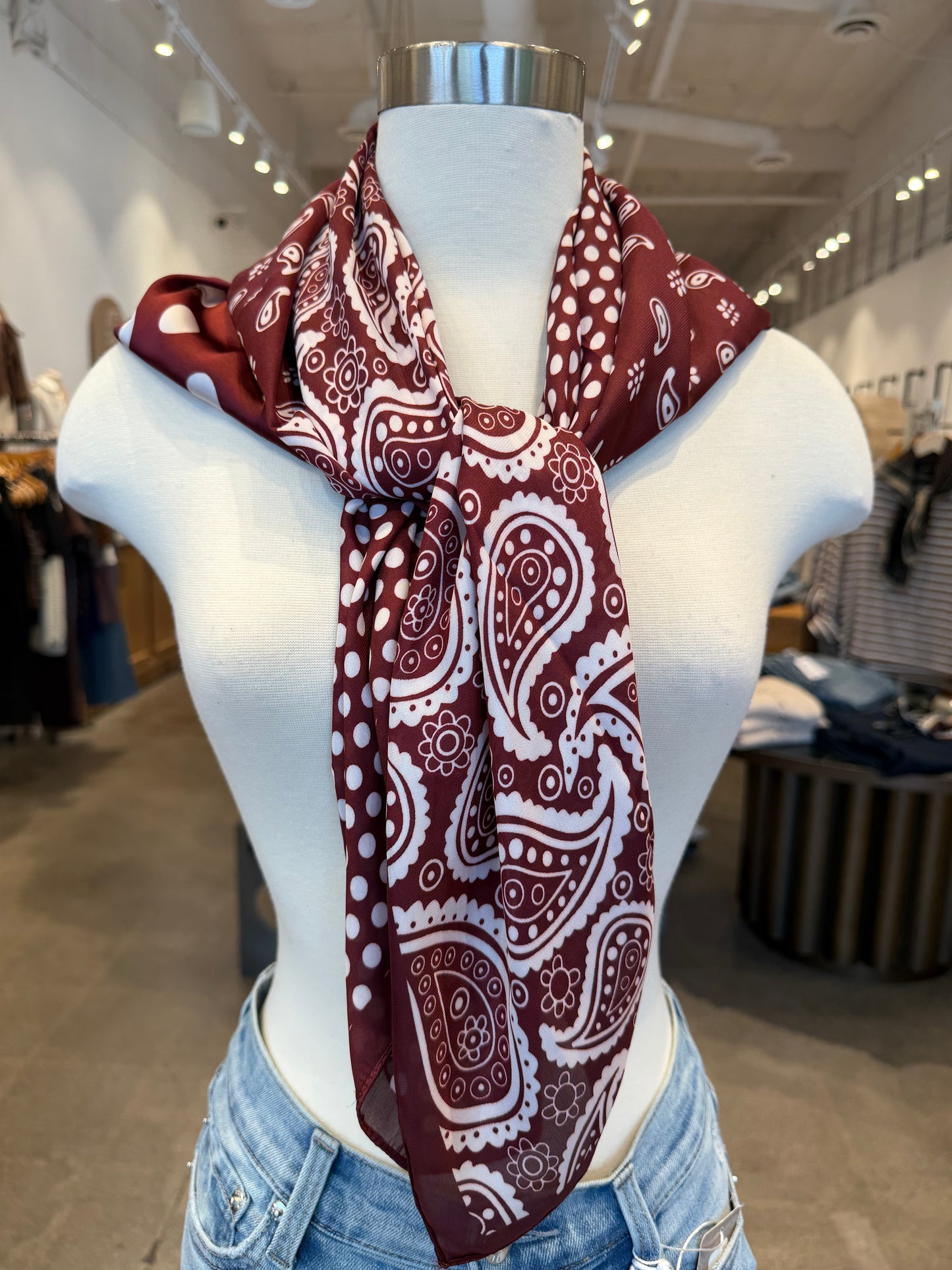 PAISLEY & POLKA DOT PATTERN SCARF