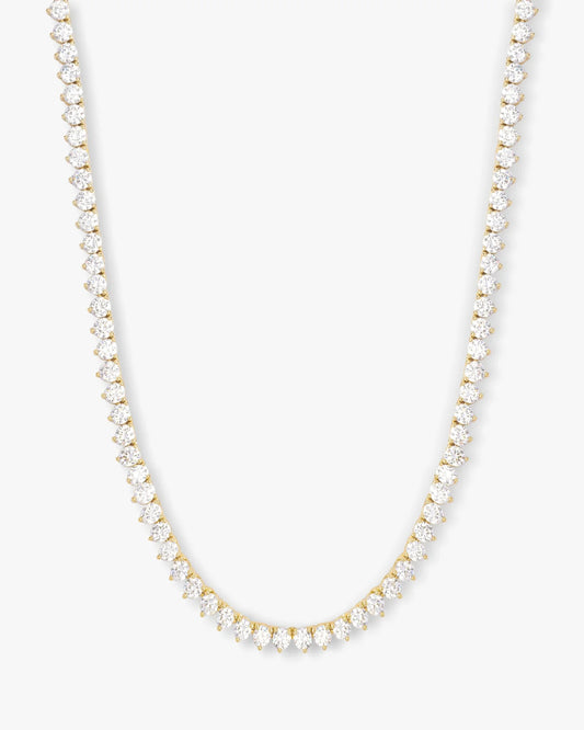 Mama Not Your Basic Tennis Necklace 18" Gold|White Diamondettes