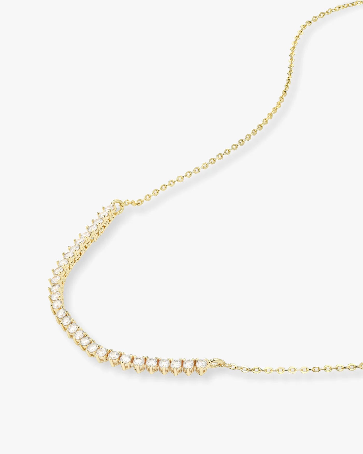 Baby Not Your Basic Tennis Chain Necklace Gold|White Diamondettes