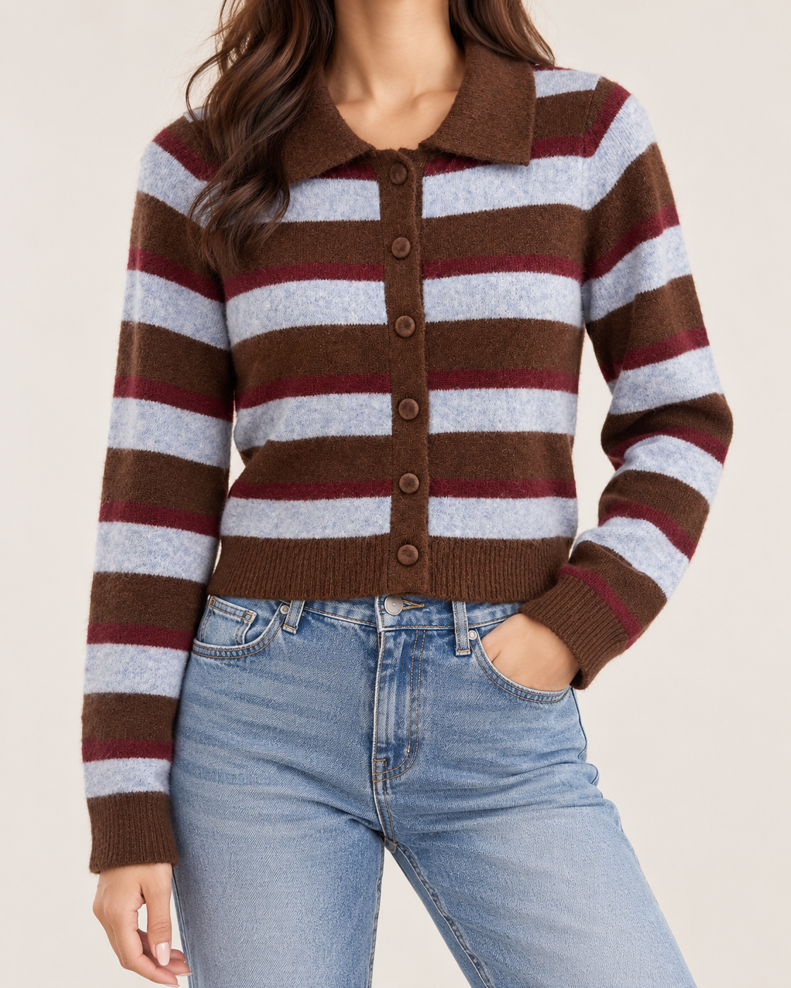 Colette Stripe Button Down Cardigan