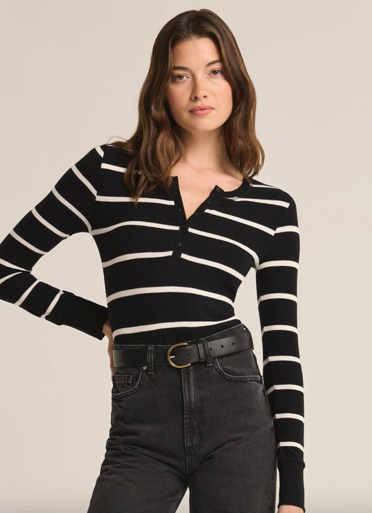 Scarlett Stripe Rib Henley