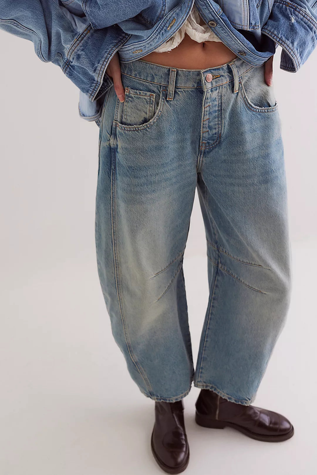 We The Free Good Luck Mid-Rise Barrel Jeans