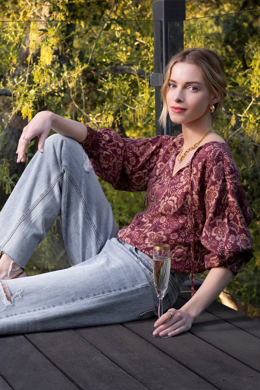 Freya Sangria Floral Long Sleeve Top