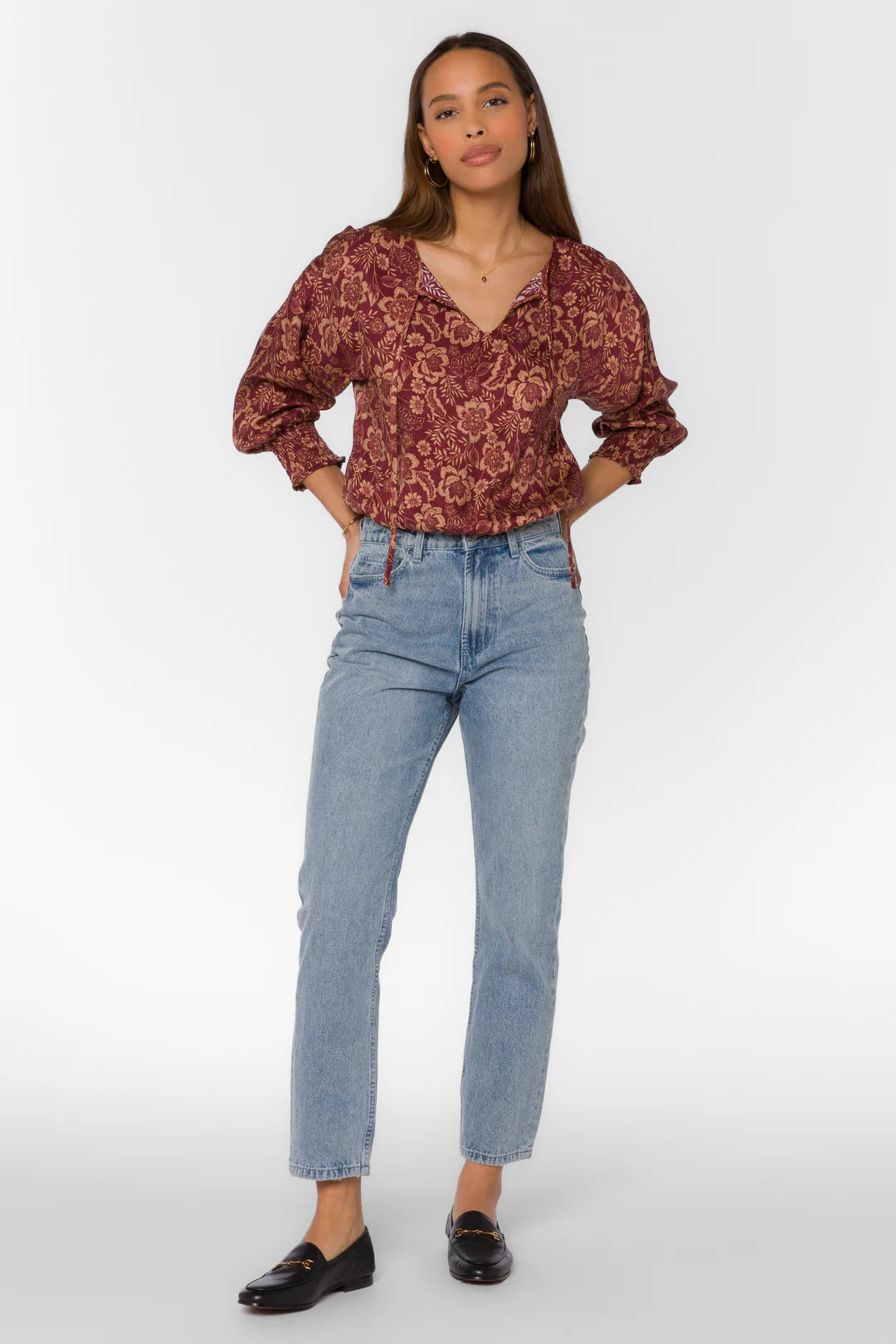 Freya Sangria Floral Long Sleeve Top