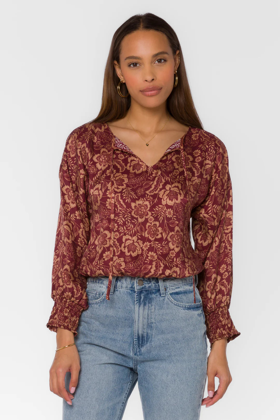 Freya Sangria Floral Long Sleeve Top