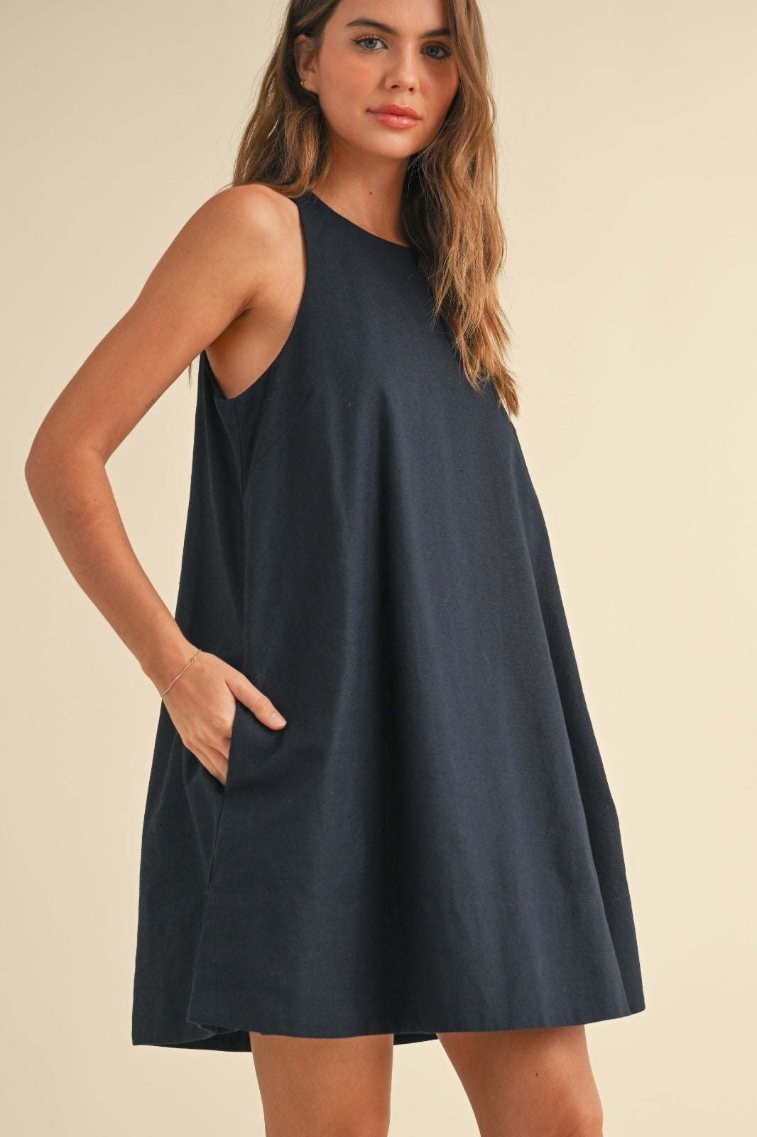 Clair Sleeveless A Line Dress With Pockets