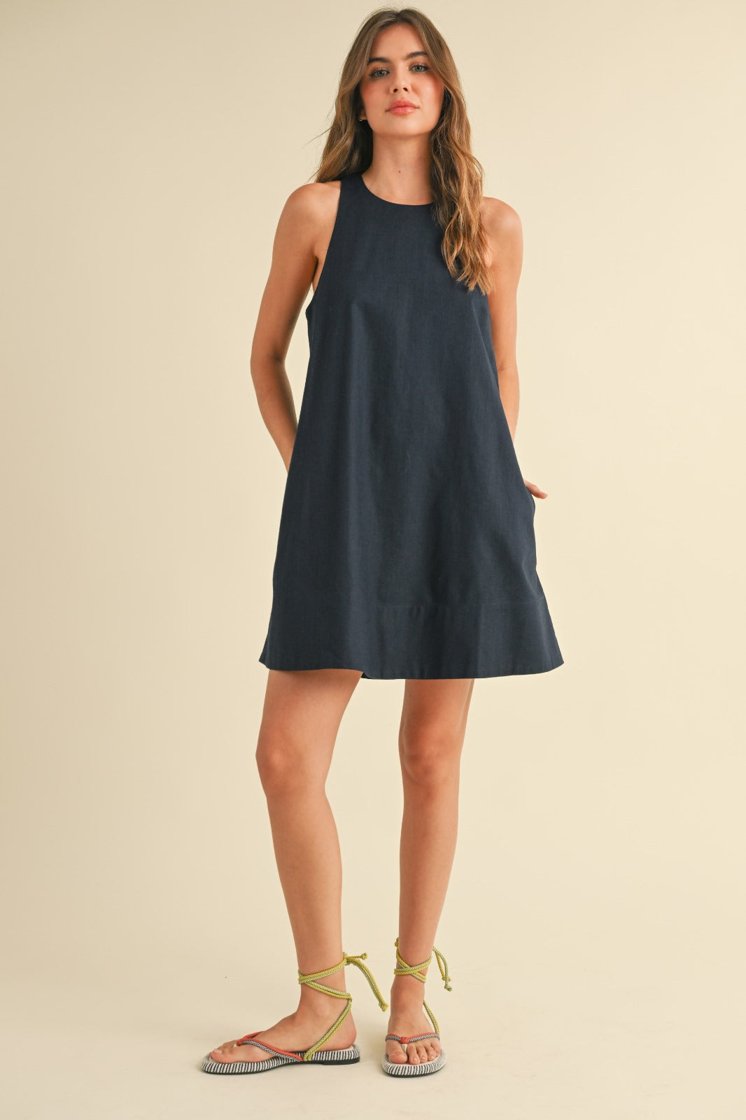 Clair Sleeveless A Line Dress With Pockets