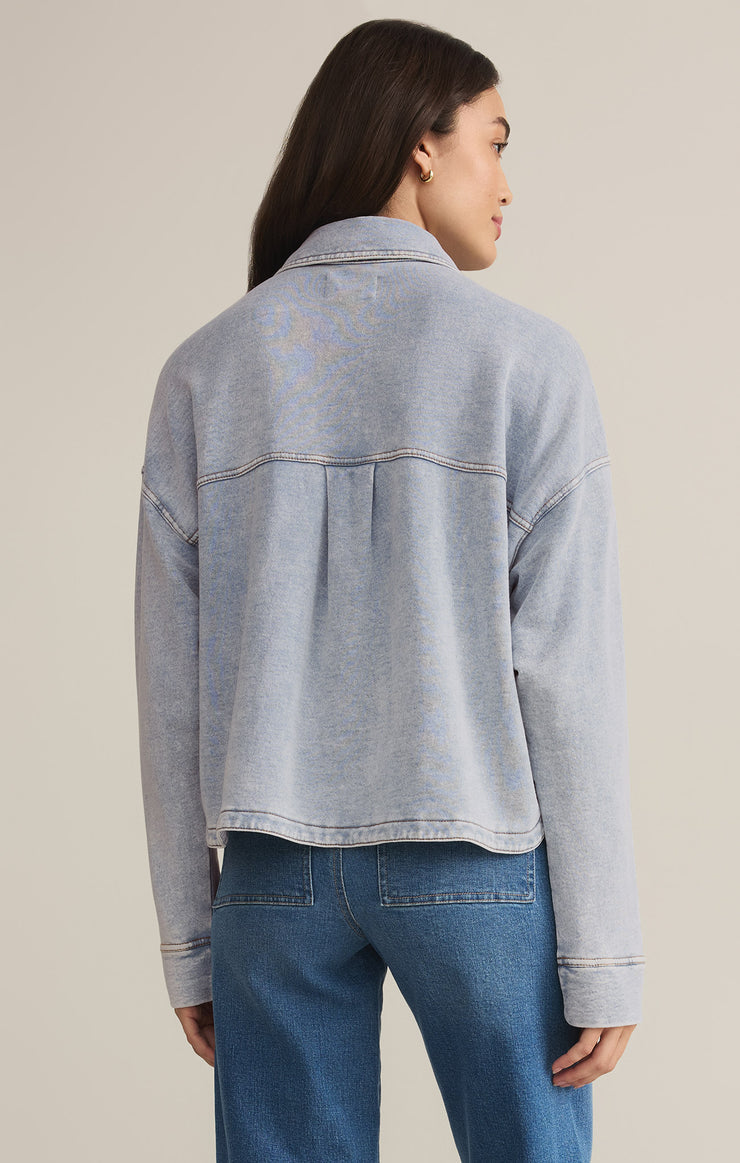 All Day Cropped Knit Denim Jacket Washed Indigo By Z Supply