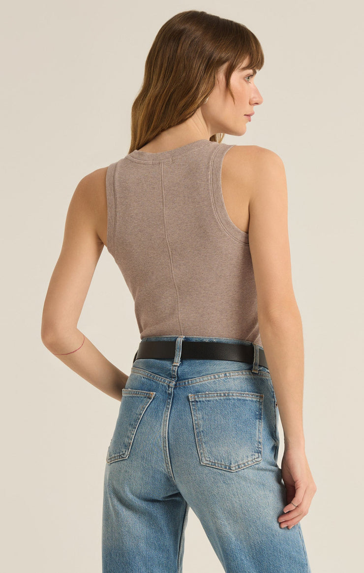 Sirena Rib Heather Taupe Tank Top