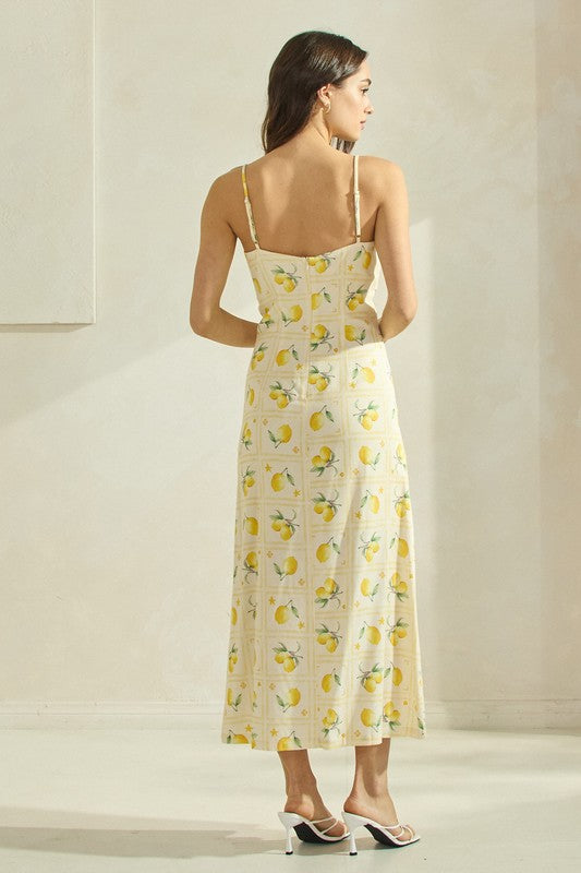 Lemon Linen Sun Maxi Dress