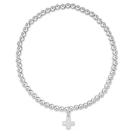 classic sterling 2mm bead bracelet - signature cross sterling charm by enewton