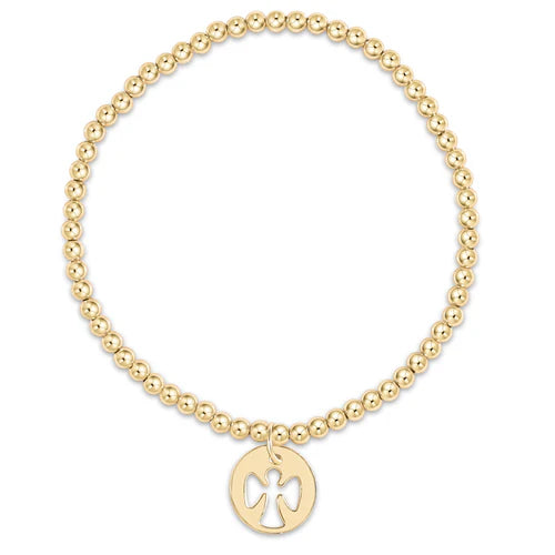 classic gold 3mm bead bracelet - guardian angel disc by enewton