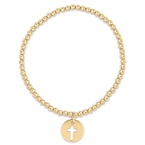 classic gold 3mm bead bracelet - blessed disc by enewton