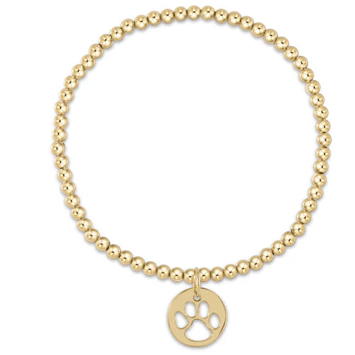 classic gold 3mm bead bracelet - paw print gold disc by enewton