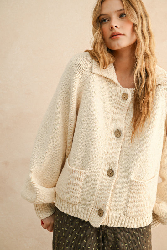 Sam Cactus Button Front Sweater Cardigan