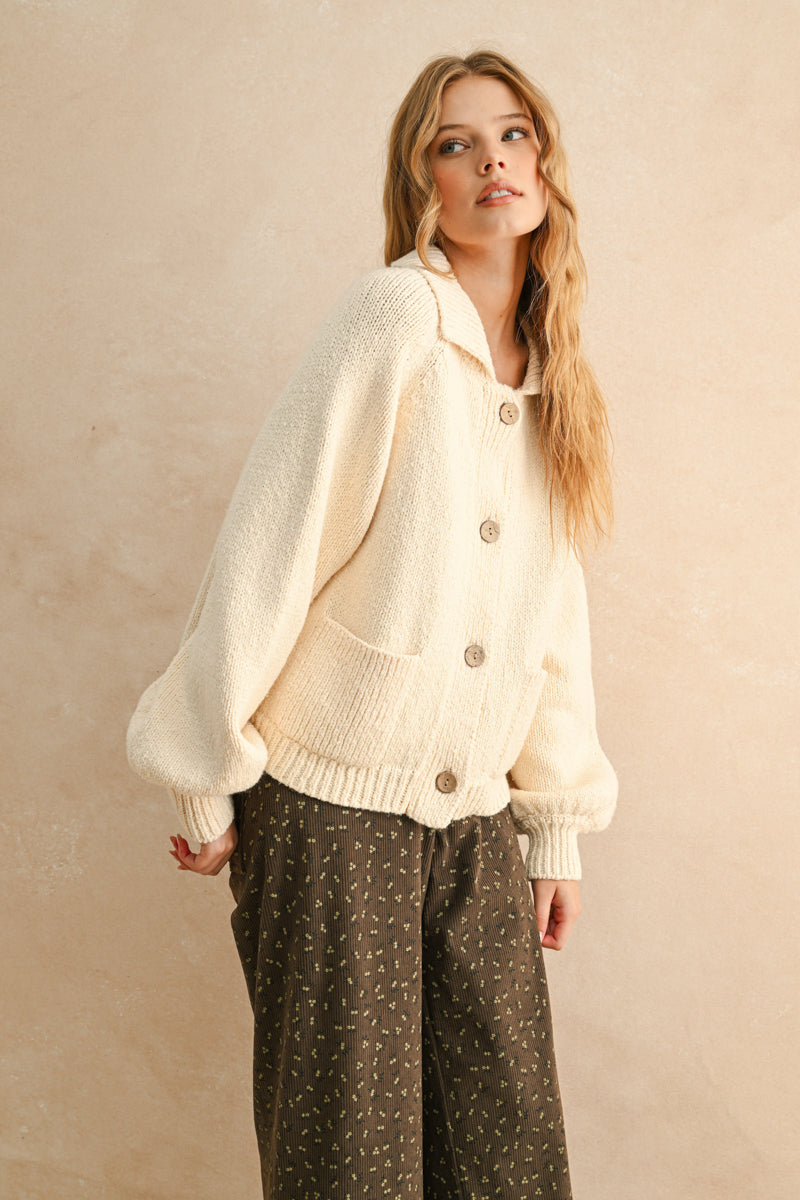 Sam Cactus Button Front Sweater Cardigan