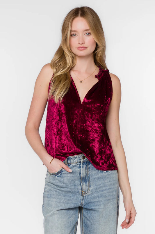 Jaylah Crushed Velvet Sleeveless Top By Velvet Heart