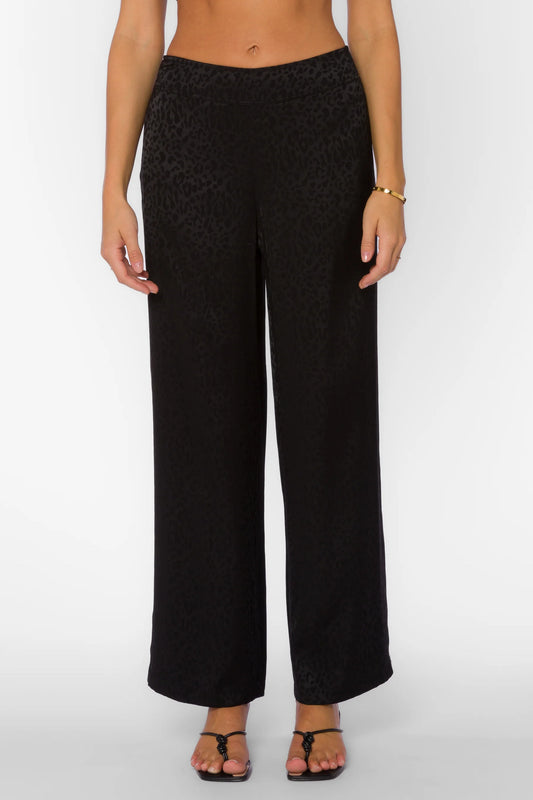 Kaelin Black Leopard Jacquard Pants