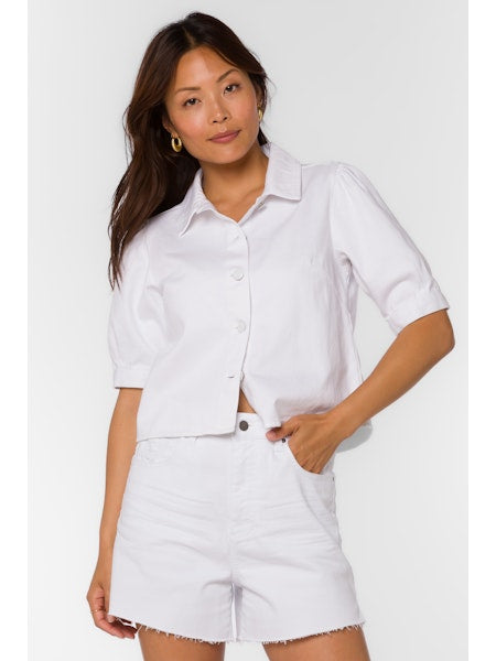 Miriana Short Sleeve White Denim Shirt