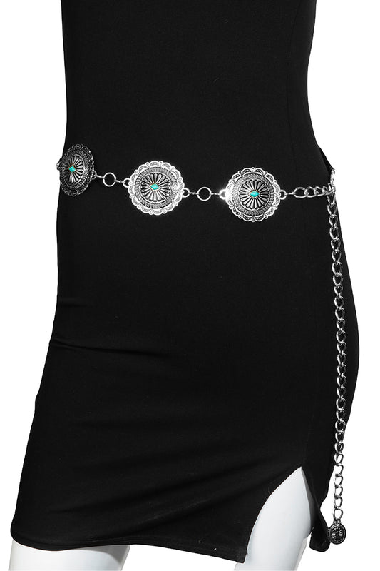 Detailed Ornate Disc Concho Chain Belt