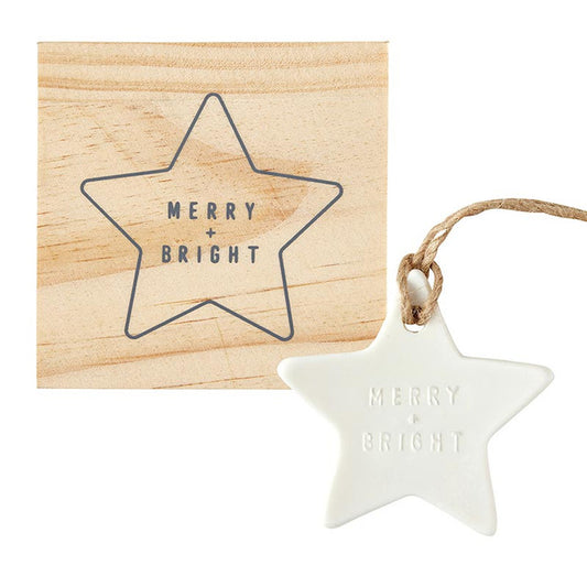 Ceramic Ornament- Merry & Bright Star