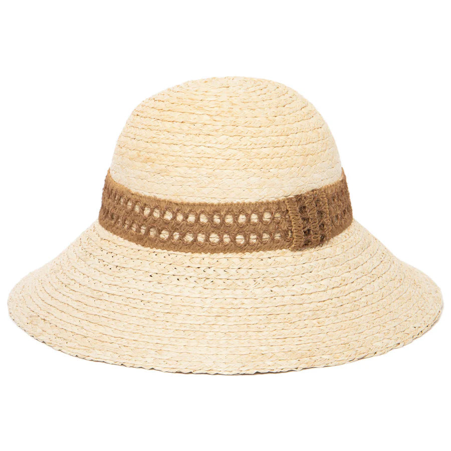 Waterfront Women's Raffia Braided Bucket Sun Hat