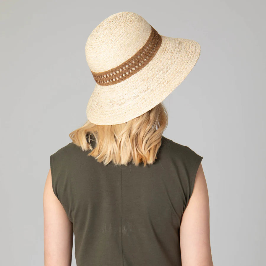 Waterfront Women's Raffia Braided Bucket Sun Hat