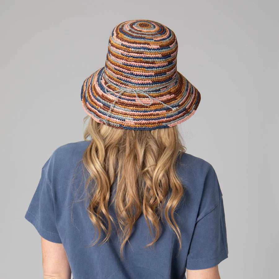 Iris - Women's Crochet Raffia Packable Bucket Hat