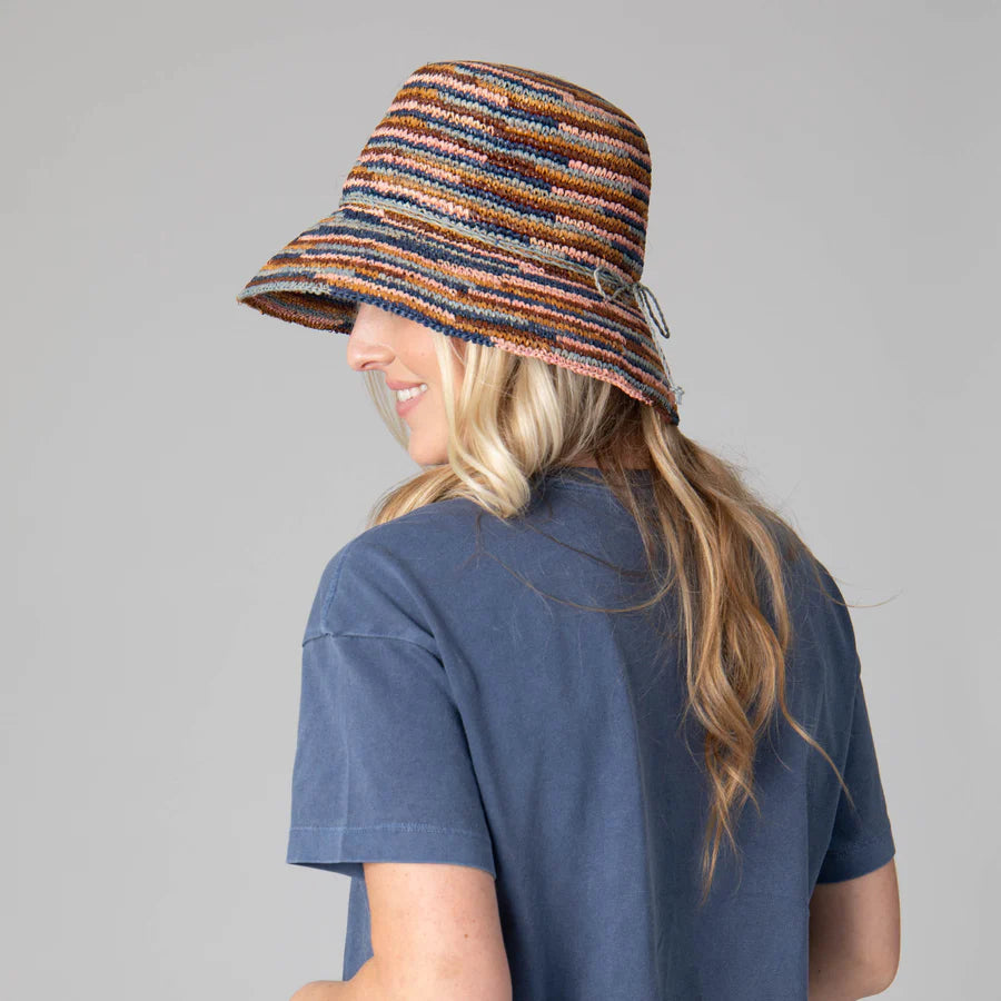 Iris - Women's Crochet Raffia Packable Bucket Hat