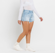 Fran High Rise Distressed Hem A-line Short in Tana River by Vervet